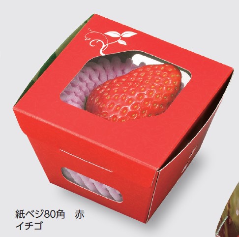 エフピコチューパ　紙ベジ 80角 赤 FSM 80×80×60 箱 野菜