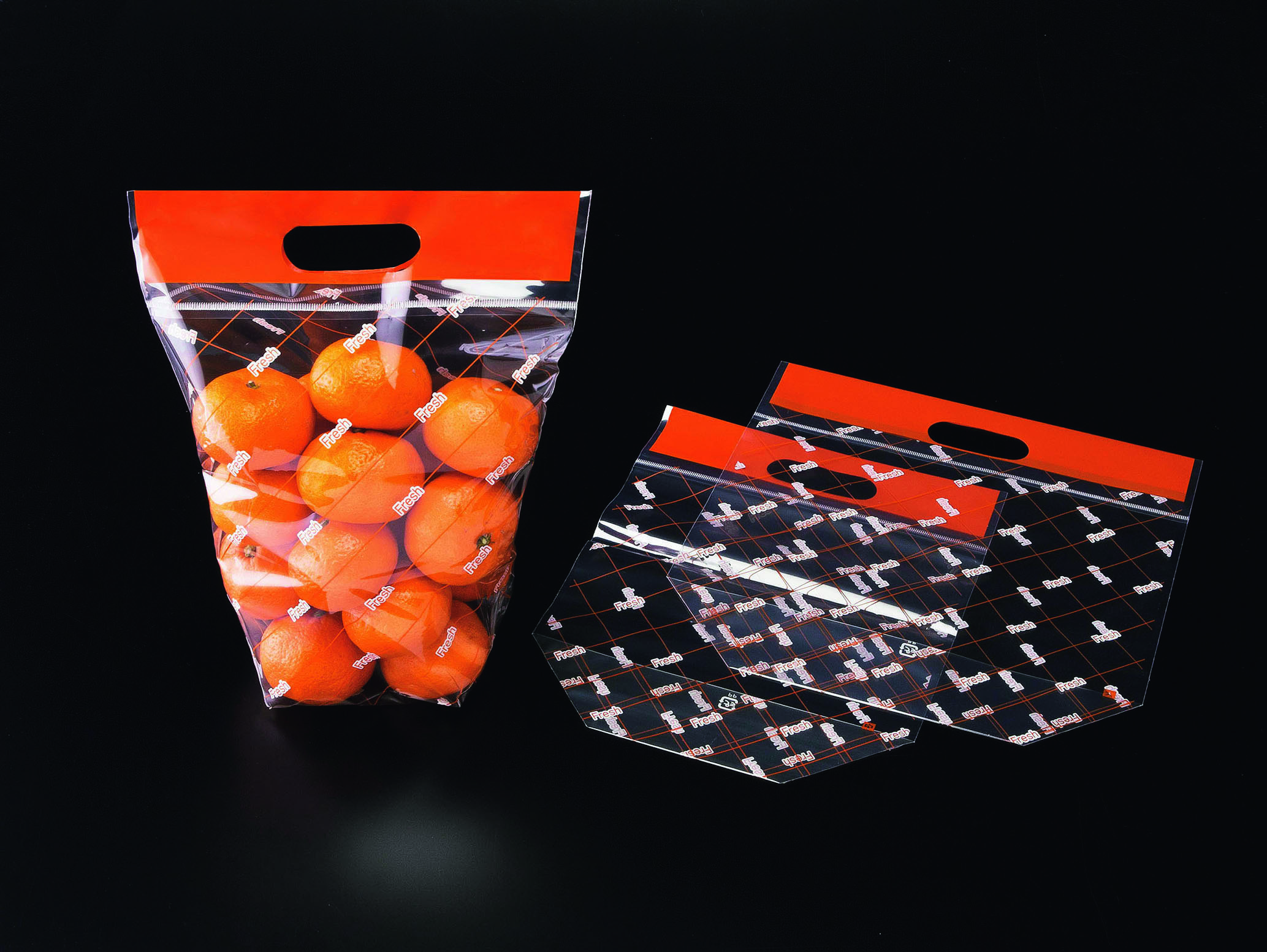 エフピコチューパ フレッシュ手提 中 オレンジ  240×310×60 袋 青果物 印刷 スタンド袋