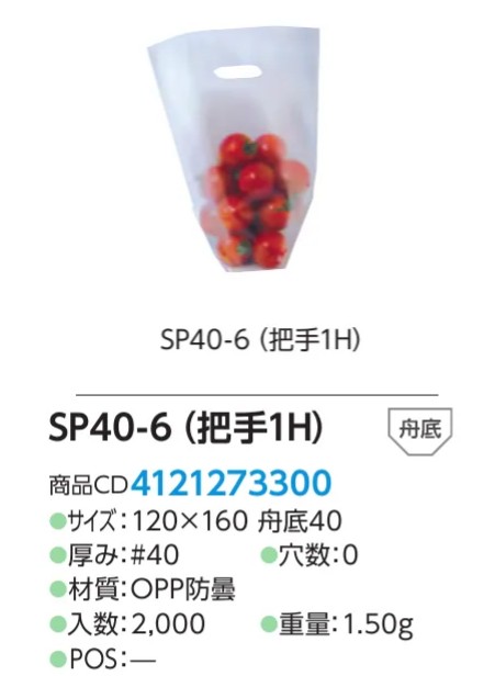 精工 SP40-6(把手1H) #40 120×160 GZ40 袋 青果物 無地 スタンド袋