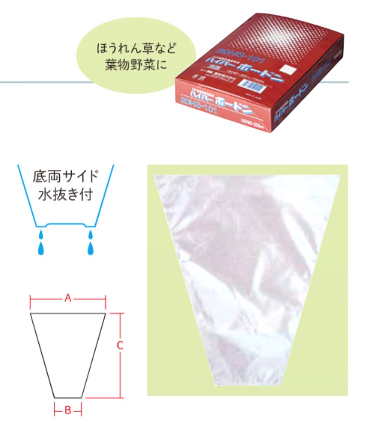 信和 OPPハイパーボードン 三角袋  25HS-106 #25 280/140×370 0H プラ付  袋 青果物 無地 三角袋