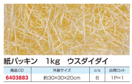 大黒工業 紙パッキン ウスダイダイ(薄橙) 1kg カット幅1mm  緩衝材 パッキン