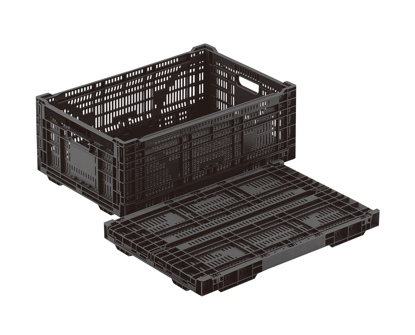 岐阜プラスチック工業　折りたたみコンテナー RS-MM44S ブラック(黒) 外寸 600 × 400 × 228 mm 物流資材 コンテナ