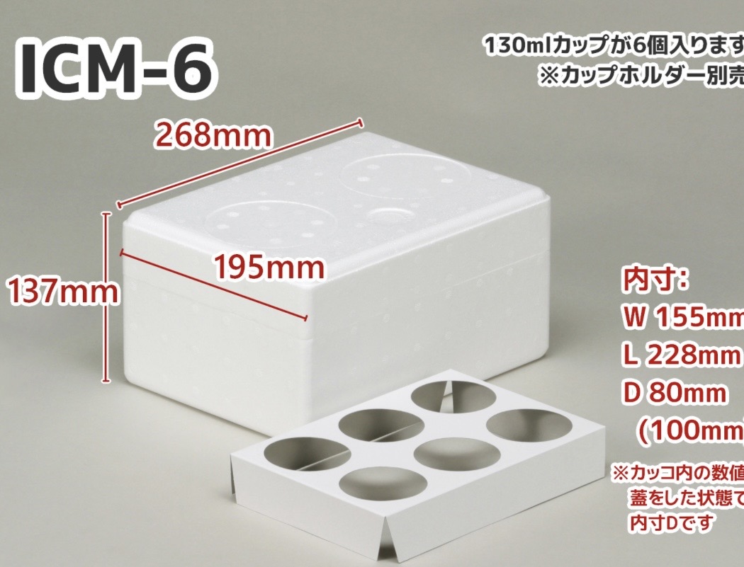 カルックス　アイスクリーム専用発泡スチロール箱　ICM-6  195×268×137  箱　発泡箱
