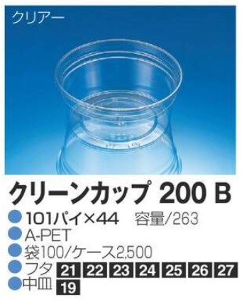 リスパック クリーンカップ 200 B 101×101×44 カップ 丸カップ 本体