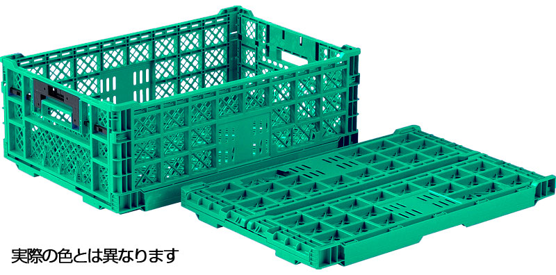 三甲(サンコー) 折りたたみコンテナー オリコン EP42A-B グリーン(緑)  物流資材 コンテナ