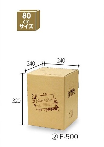 ヤマニパッケージ　花用 宅配箱 クラフト フラワー＆グリーン 80 F-500 台座付き 240×240×320  箱 ダンボール