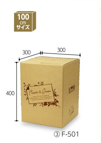 ヤマニパッケージ　花用 宅配箱 クラフト フラワー＆グリーン 100 F-501 台座付き 300×300×400  箱 ダンボール