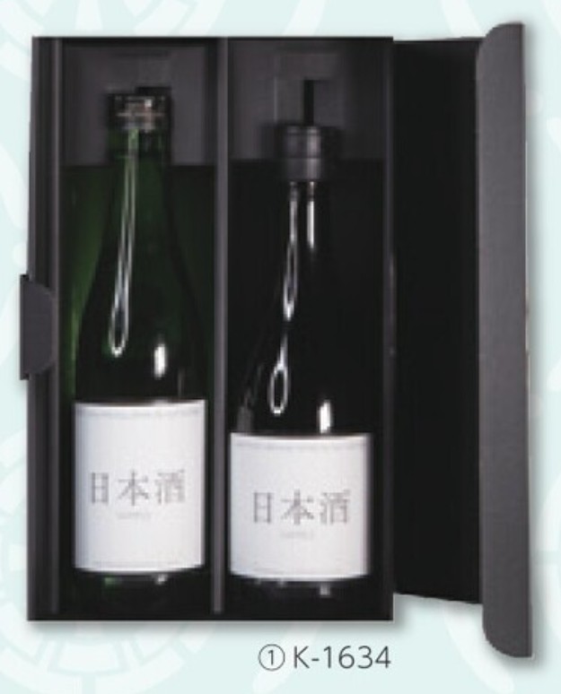 K-1634 720ml瓶・箱兼用 2本箱 325×195×88 黒 酒 規格化粧箱　箱 その他