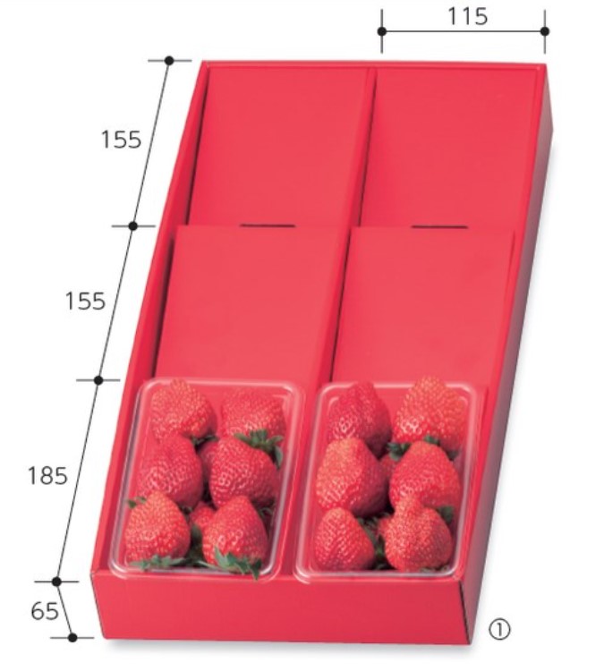 ヤマニパッケージ  ディスプレイボックス 3段 赤 L-2015 箱 フルーツ