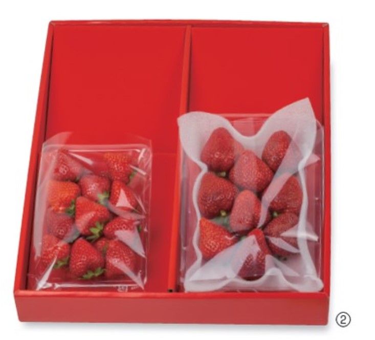 ヤマニパッケージ  ディスプレイボックス 平詰めパック用 赤 浅深兼用 2段 L-2215 箱 フルーツ