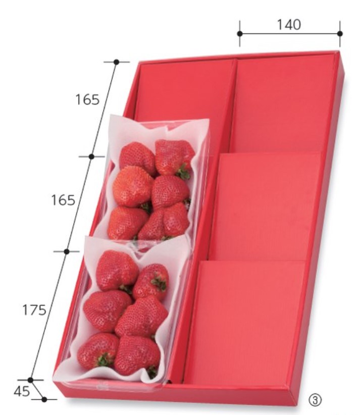 ヤマニパッケージ  ディスプレイボックス 赤浅深兼用 3段 L-2216 箱 フルーツ